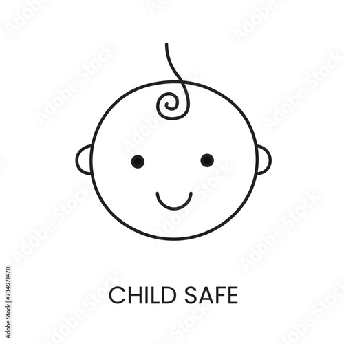Safe for children line icon in vector with editable stroke for packaging