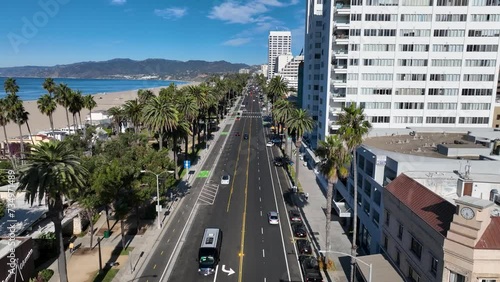 Pacific Highway At Santa Monica Los Angeles United States. Aerial Beach Santa Monica Los Angeles. Industry Skyline Commercial Building Beautiful. photo