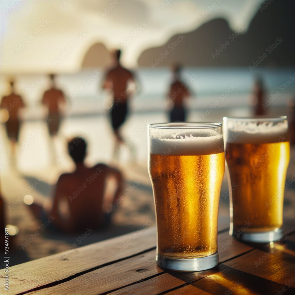 beers and people on the beach