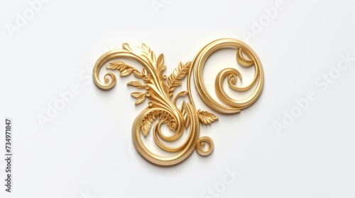 top view fancy gold scroll work embellishment AI generative