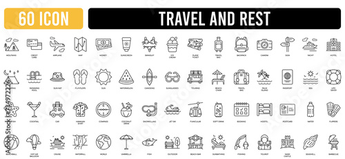 Tour and travel icon set. Travel and tour icons set. Tourism vector icon photo