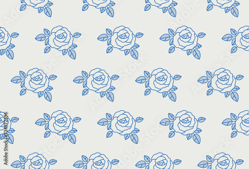 Seamless pattern of rosebud. Line art, retro. Plants and herbs for cosmetics.