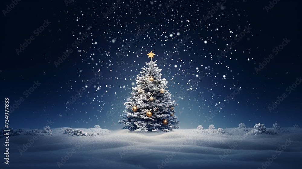 christmas tree with snow and stars,christmas tree with snow,christmas tree