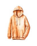 Beige hoodie isolated on white background in watercolor style.