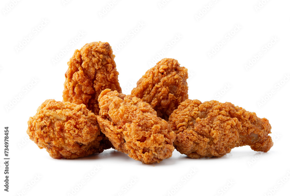 Deep fied chicken wings isolated on white Deep fied chicken wings isolated on white