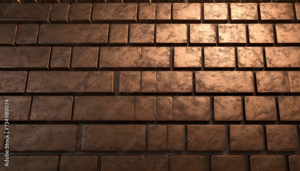 Fototapeta premium Bricks geomatric pattern bronze slab wall