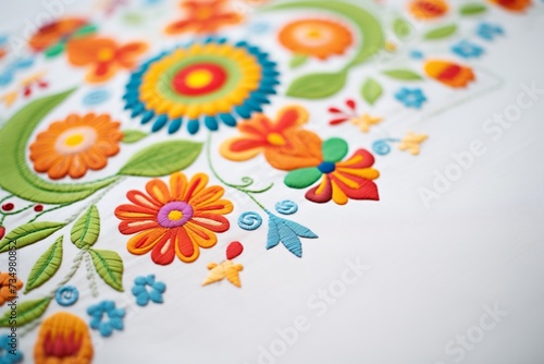 designer bedspread adorned with elegant embroidery closeup