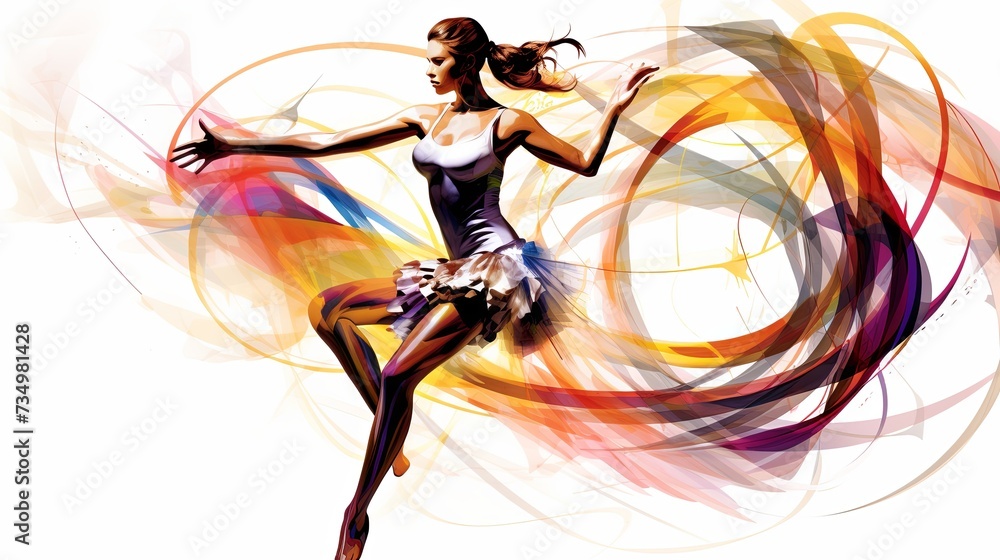 A Painting of a Woman Dancing With Colorful Swirls A Painting of a Woman Dancing With Colorful Swirls