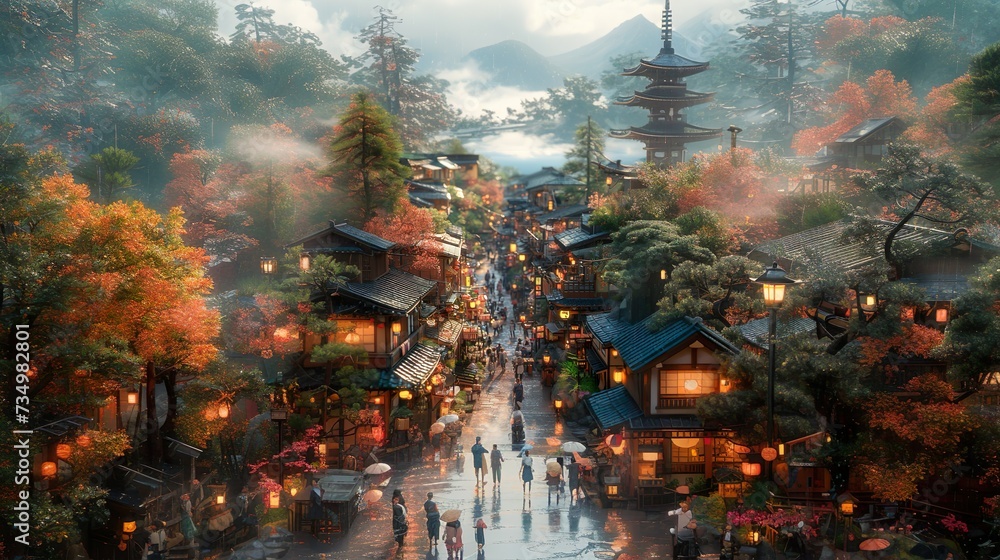 The lively streets and people of Japan 
Generative Al
