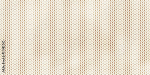 Beige endless cashmere tricot pattern. Cotton hosiery material. Texture of handmade fabric in a plaid or jumper. Vector illustration