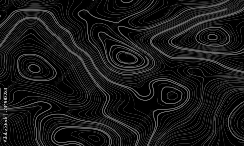 Wave topographic contour map, topographic wavy map white line on black background. Abstract geographic wave grid line map. Geographic mountain relief background. Wave topographic contour map, topographic wavy map white line on black background. Abstract geographic wave grid line map. Geographic mountain relief background.