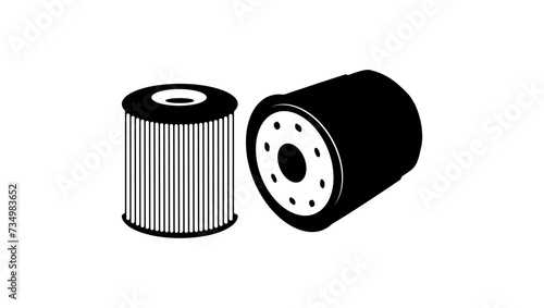 car oil filter, black isolated silhouette