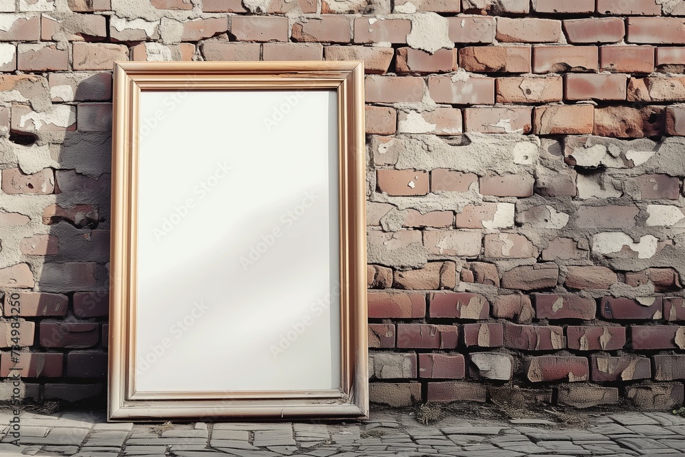 empty frame leaning against a brick wall empty frame leaning against a brick wall