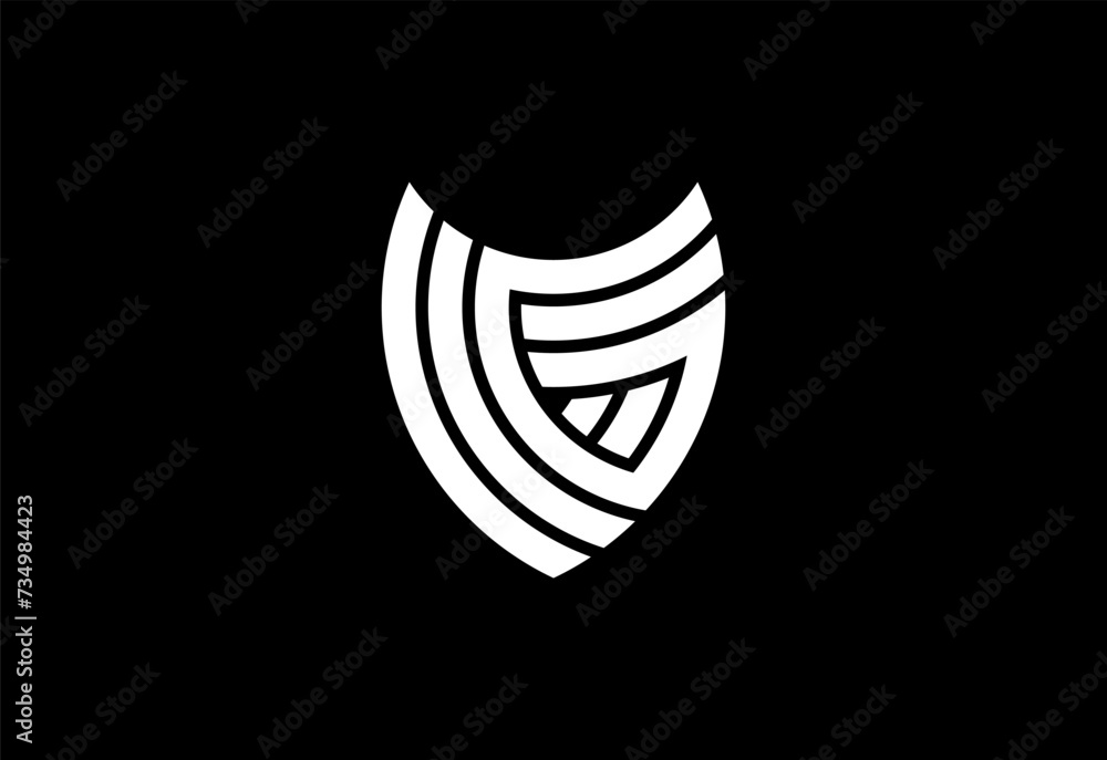 Letter G shield logo design vector illustration. Logo for protection system.