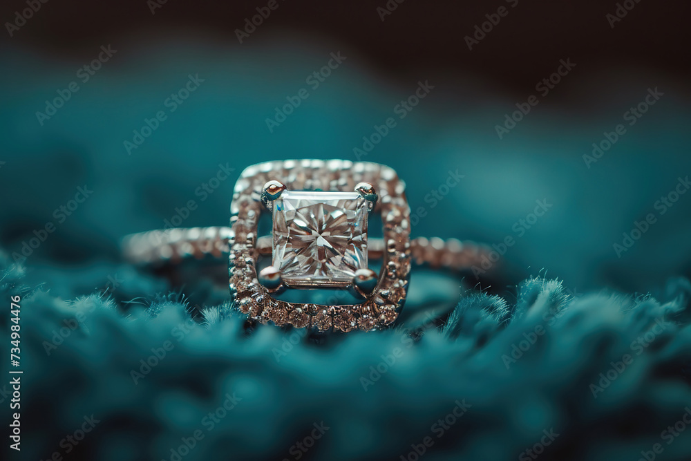 Princess Cut diamond engagement ring close up Princess Cut diamond engagement ring close up