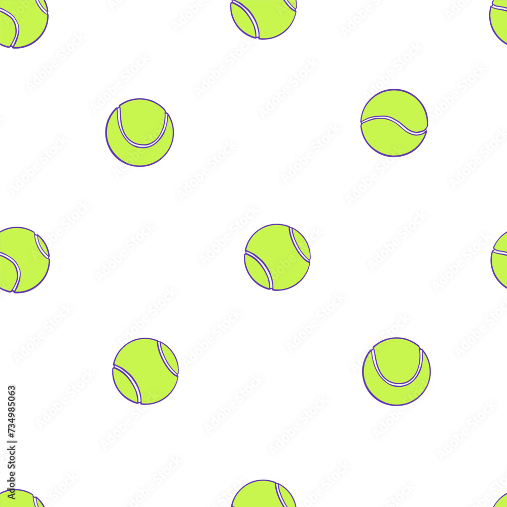 Tennis ball. sport  seamless pattern, vector illustration, hand drawn