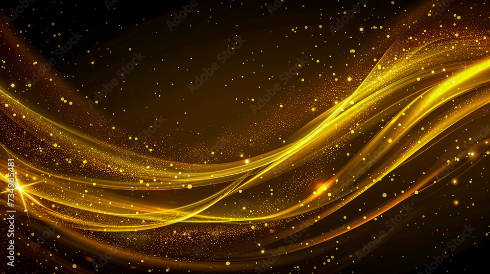 Fototapeta premium a gold wave with sparkles on a black background