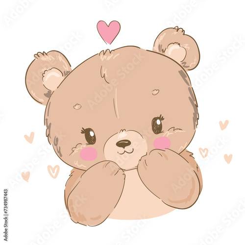 Hand Drawn Cute little Bear vector  illustration design
