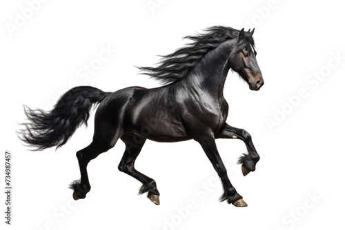 black horse prancing against the light, Isolated on transparent PNG background, Generative ai © anita