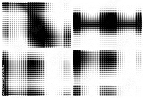 Gradient halftone dotted patterns. set of abstract halftone gradient horizontal patterns. Vector illustration