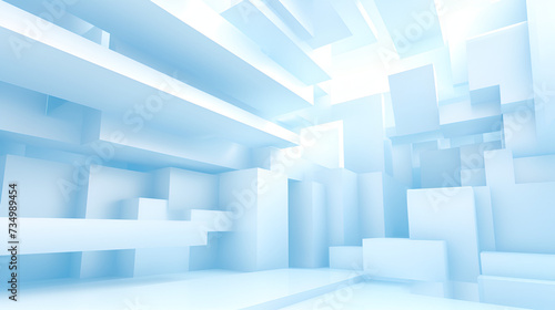 A 3d rendering of a room with a blue line drawn on it.Abstract Architecture Braced Construction Structure Background  © kin