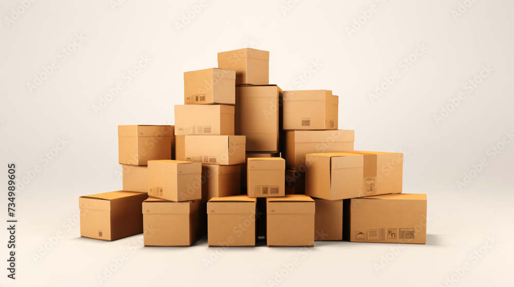The Cartons Are Stacked Against a White Background.