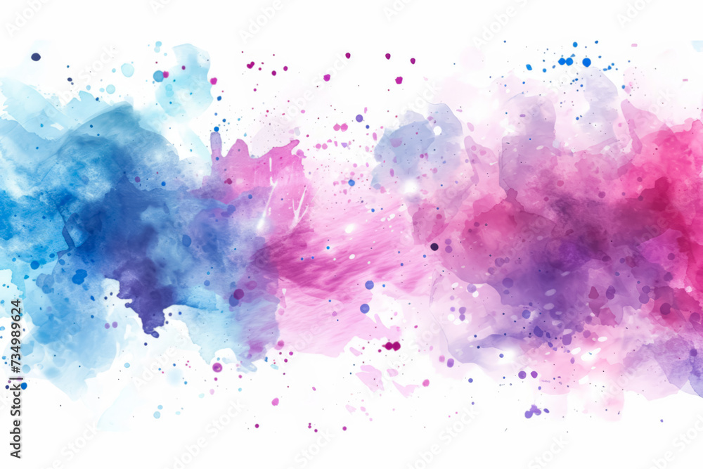 Vibrant watercolor splash with shades of blue and pink.