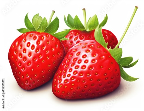 strawberries with leaves on top