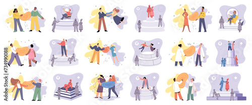 Social relationship vector illustration. Assisting others fosters sense community and empathy Unity and cooperation are essential for overcoming challenges together Teamwork and collaboration drive
