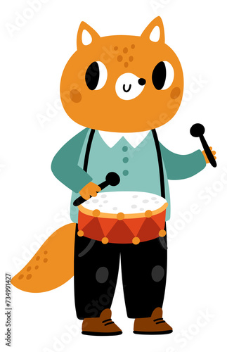 Wallpaper Mural Fox musician character. Cute animal. Fairy tale music player Torontodigital.ca