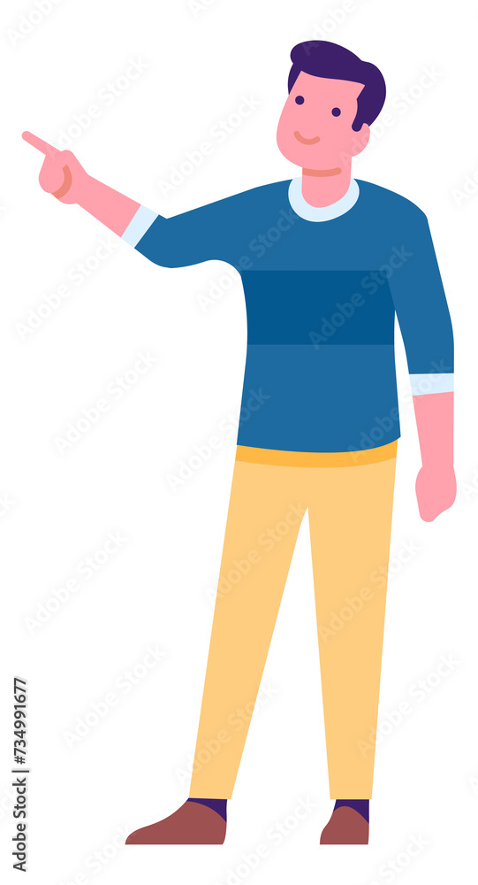 Man pointing direction. Cartoon person hand gesture Man pointing direction. Cartoon person hand gesture