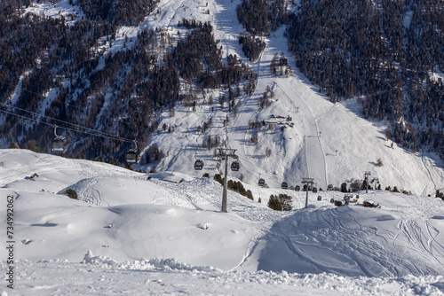 Ski gondola in 4 vallees ski resort - Switzerland  photo