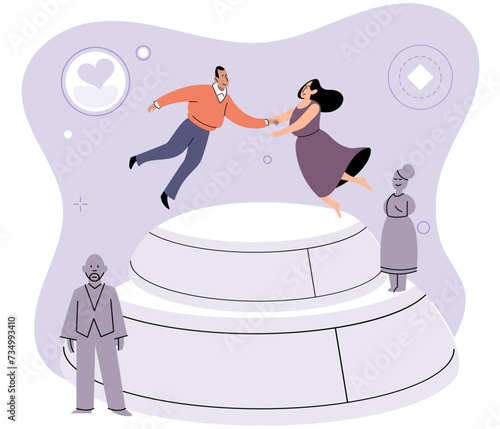 Social relationship vector illustration. Social relationships contribute to our overall well being and happiness Building partnerships fosters mutual growth and development Helping others is powerful