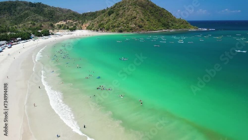 Aerial view of Selong Belanak Beach in Lombok, Indonesia photo