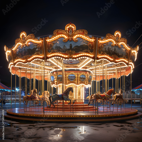 symmetrical carnival entrance showing a carousel