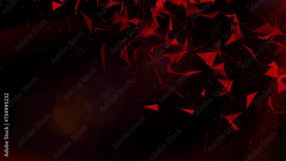 Red blinking plexus with red light ray and flare, on black background. Blog Posts on the Internet..Website Homepage Visualization: Copy space