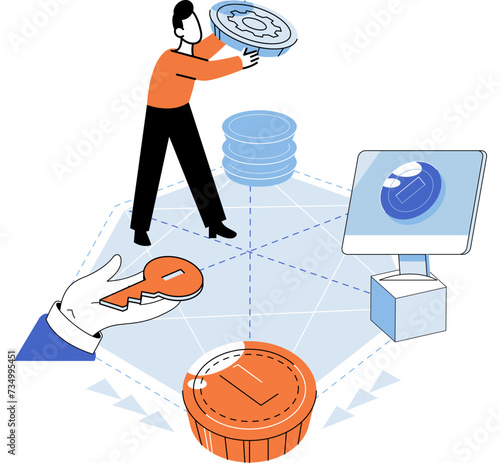 Defi vector illustration. Financial systems are undergoing digital transformation with rise DeFi Tokens are integral to decentralized nature DeFi ecosystem Decentralization is fundamental principle
