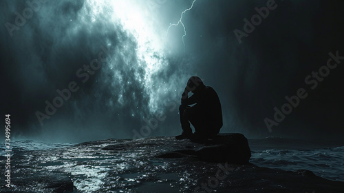 Anxiety illustration Dark and introspective portrayal. Emotional and impactful visualization photo