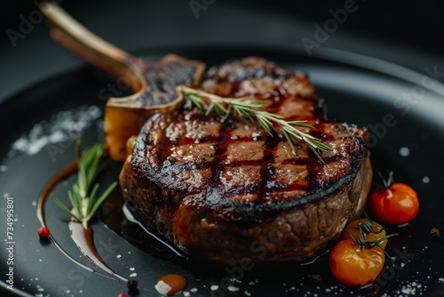 A mouthwatering steak with juicy flavors, a luxurious and flavorful meal on the table.
generative ai