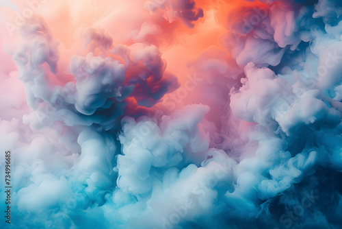 a swirling mass of white smoke that blends into blue and red hues at the top. creative concept