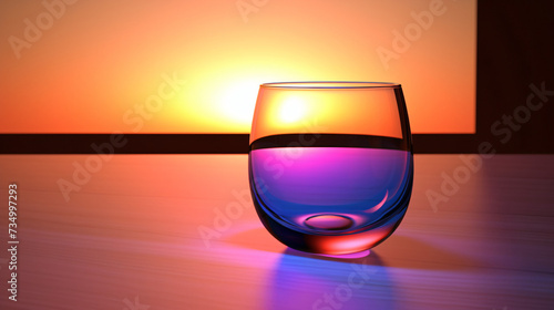Transparent glass with gradient colors 3D rendering
