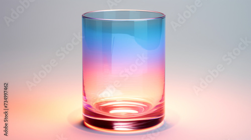 Transparent glass with gradient colors 3D rendering