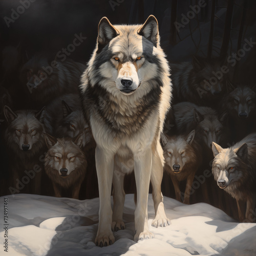 Alpha Wolf Leading His Pack - Generative AI