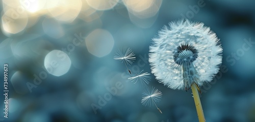 Nature s poetry unfolds as dandelion seeds dance on the wind against a softly blurred background.