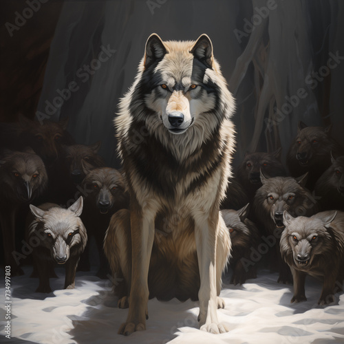 Alpha Wolf Leading His Pack - Generative AI