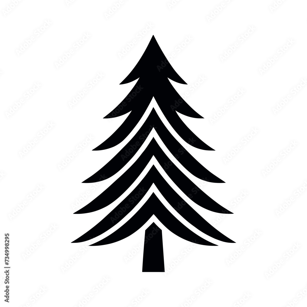 Christmas tree icon, black silhouette. Vector illustration Christmas tree icon, black silhouette. Vector illustration
