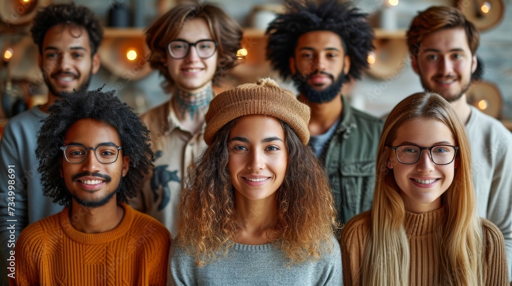 Portrait of a creative business team standing together and laughing. A group of cheerful people of different nationalities