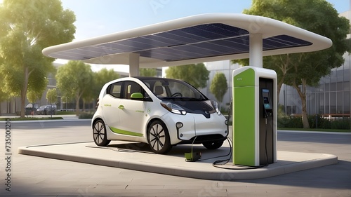 A solar car high speed, A solar powered charging station for electric vehicles in a sustainable urban environment photo