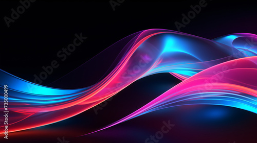 Twist curve lines with glowing neon 3D rendering.
