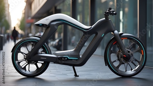 A futuristic e bike with integrated Ai navigation for efficient urban communting photo